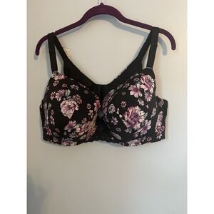 Torrid Curve Women's Plus Size 46D T-Shirt Bra Lightly Lined Underwire Black Pin